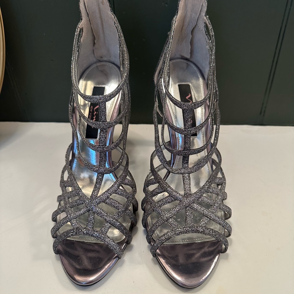Nina Silver Strappy Women's Heels